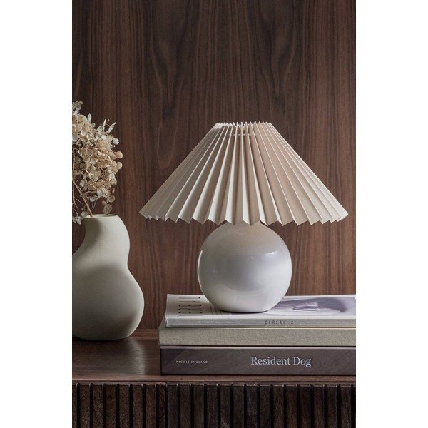 Beżowa/kremowa tekstylna lampa stołowa (wysokość 22 cm) Mimmi – Ellos Home-image-2