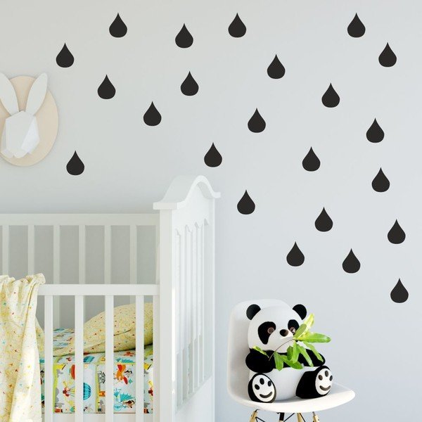 Zestaw czarnych naklejek ściennych North Carolina Scandinavian Home Decors Drop