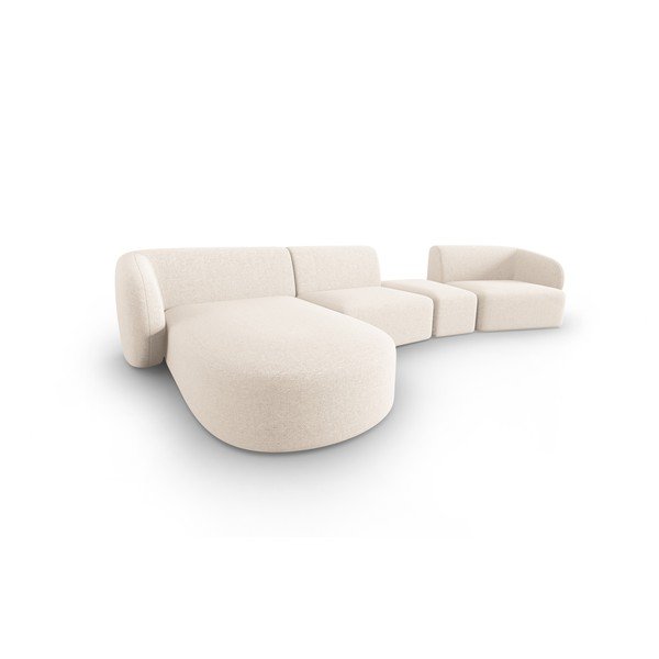 Beżowy narożnik z tkaniny szenilowej (lewostronny/z szezlongiem) Paolo – Milo Casa-image-2