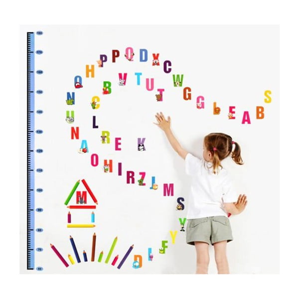 Naklejka dziecięca do mierzenia wzrostu na drzwi/na ścianę 70x50 cm Alphabet – Ambiance