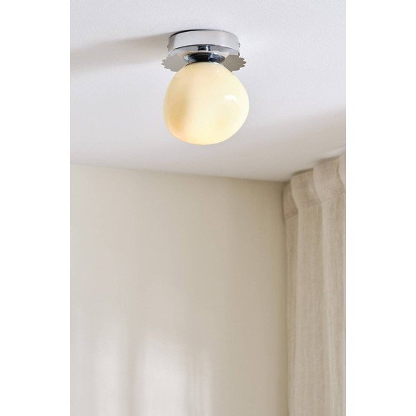 Kremowa/w kolorze srebra z połyskiem lampa sufitowa z opalowego szkła ø 12 cm Bon – Jotex-image-1
