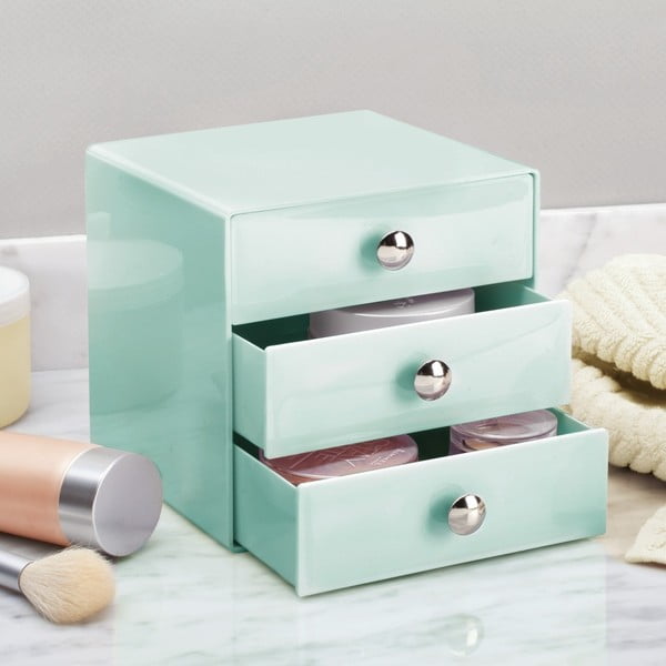 Zielona mini komoda z 3 szufladami iDesign Drawers, wys. 16,5 cm-image-1