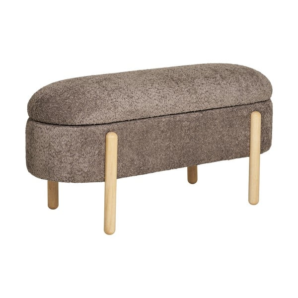 Brązowa ławka z materiału bouclé Branca – House Nordic-image-4