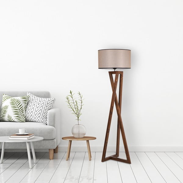 Brązowa lampa stojąca z tekstylnym kloszem (wysokość 149 cm) Maçka – Opviq lights-image-2
