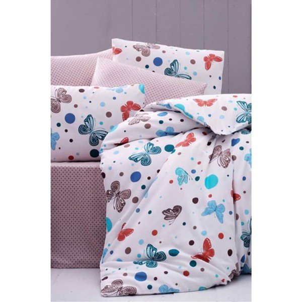 Pościel jednoosobowa z prześcieradłem Pure Cotton Spring, 160x220 cm