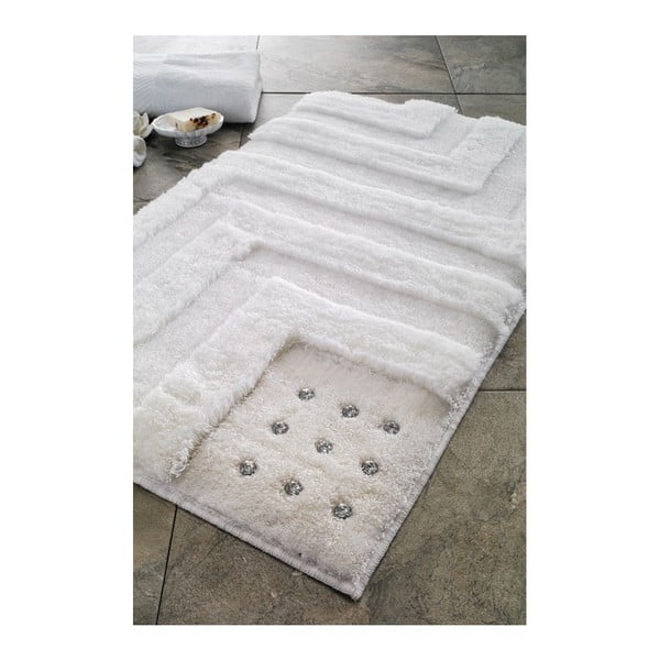Zestaw 2 dywaników łazienkowych Amos White Swarovski, 60x100 cm a 55x60 cm