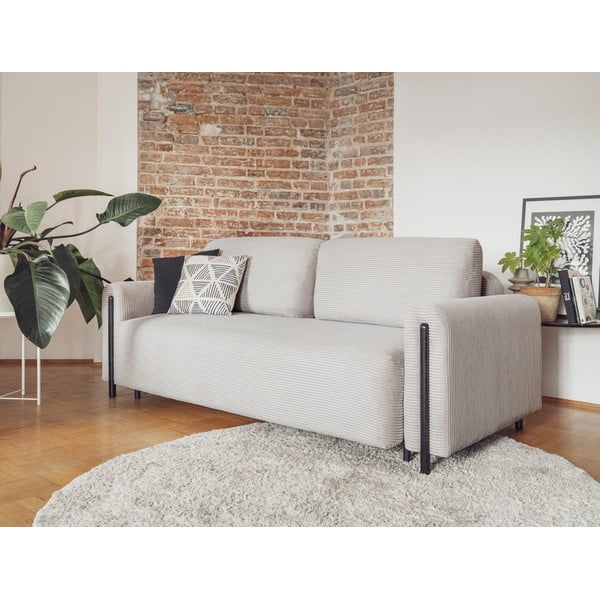 Jasnoszara sztruksowa rozkładana/ze schowkiem sofa 244 cm Arcadova – ELTAP-image-3