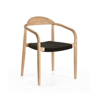 Drewniane krzesło z czarnym siedziskiem Kave Home Glynis