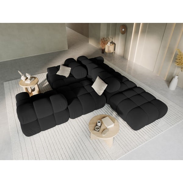 Czarna aksamitna sofa 282 cm Bellis – Micadoni Home-image-1
