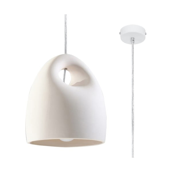 Biała lampa wisząca z ceramicznym kloszem ø 25 cm Sativa – Nice Lamps