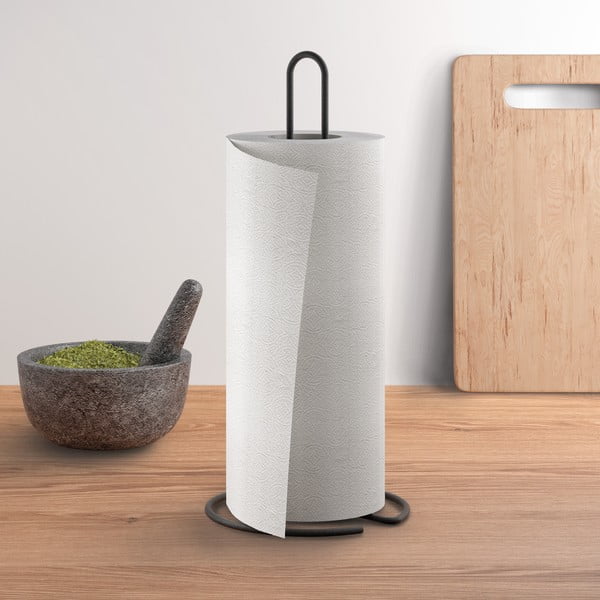 Stalowy stojak na ręczniki papierowe w kolorze matowej czerni ø 14 cm Lava – Metaltex-image-1