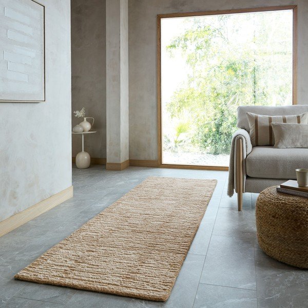 Wełniany chodnik tkany ręcznie w naturalnym kolorze 80x230 cm Harris Modula Wool – Flair Rugs-image-1