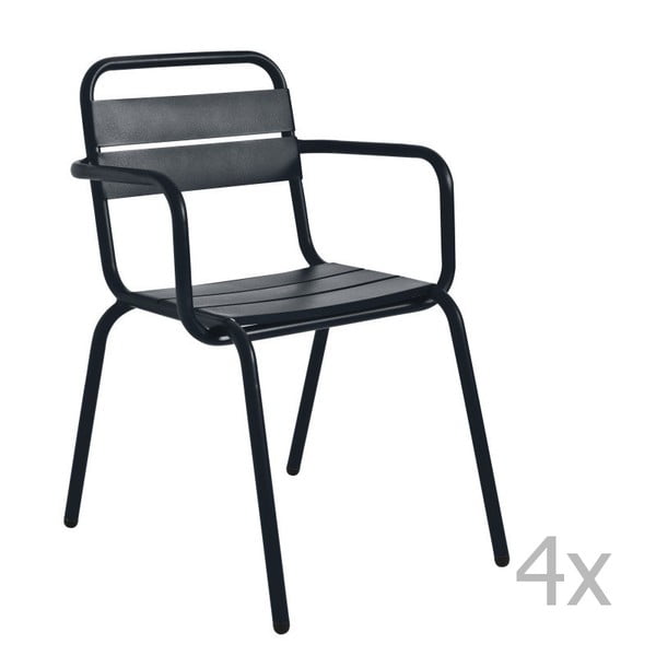 Zestaw 4 czarnych krzeseł ogrodowych Isimar Barceloneta