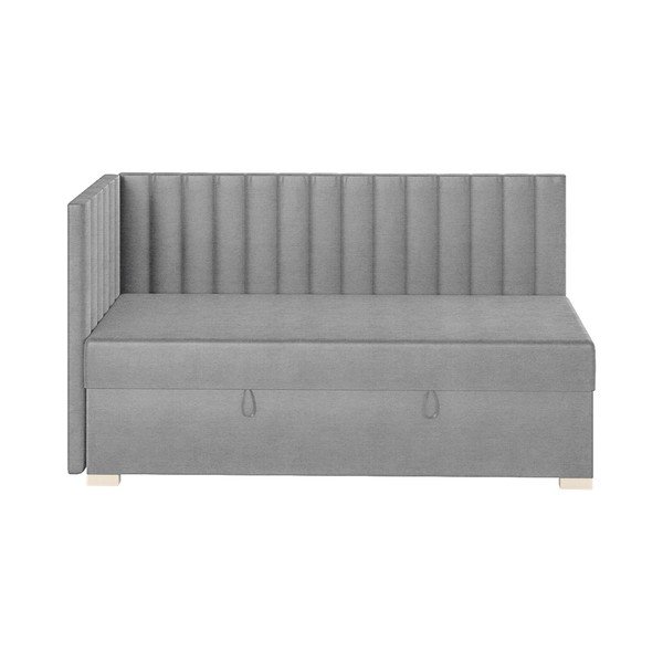 Szare narożne łóżko dziecięce ze schowkiem i materacem 90x200 cm Snugi – Ghado