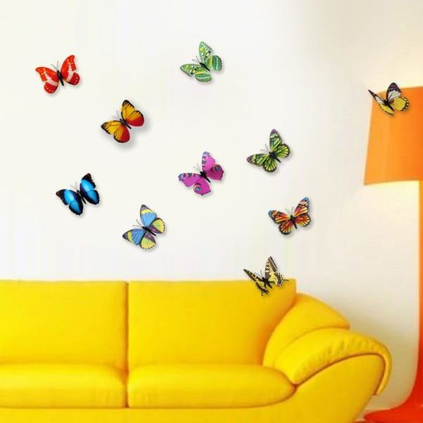 Naklejki motyle 3D WALPLUS 3D Colorful Butterflies