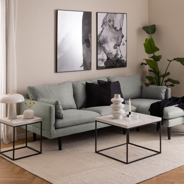 Biały stolik z blatem w dekorze marmuru 60x60 cm Barossa – Actona-image-1