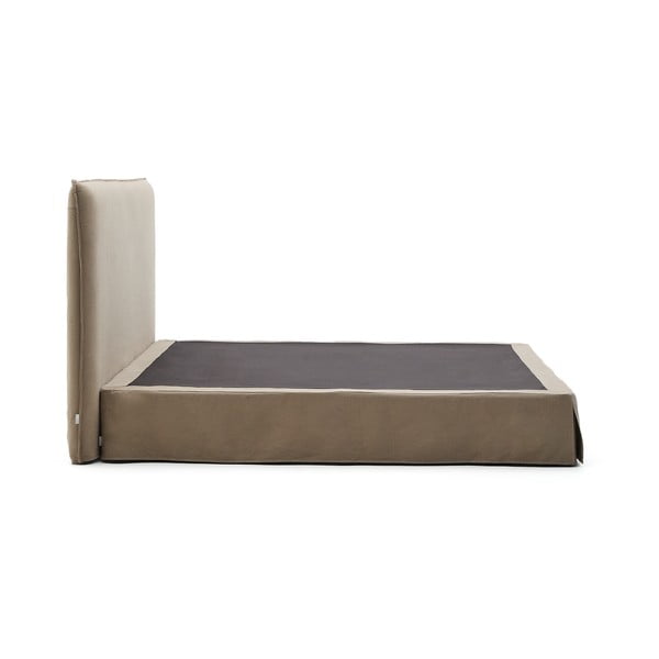 Szarobrązowe tapicerowane łóżko dwuosobowe 180x200 cm Jaira – Kave Home-image-3