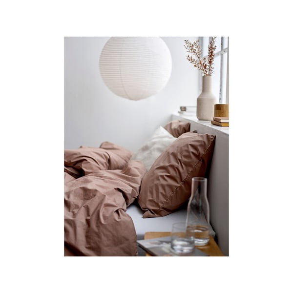 Brązowa pościel jednoosobowa z perkalu bawełnianego 140x200 cm Crisp – Södahl-image-1
