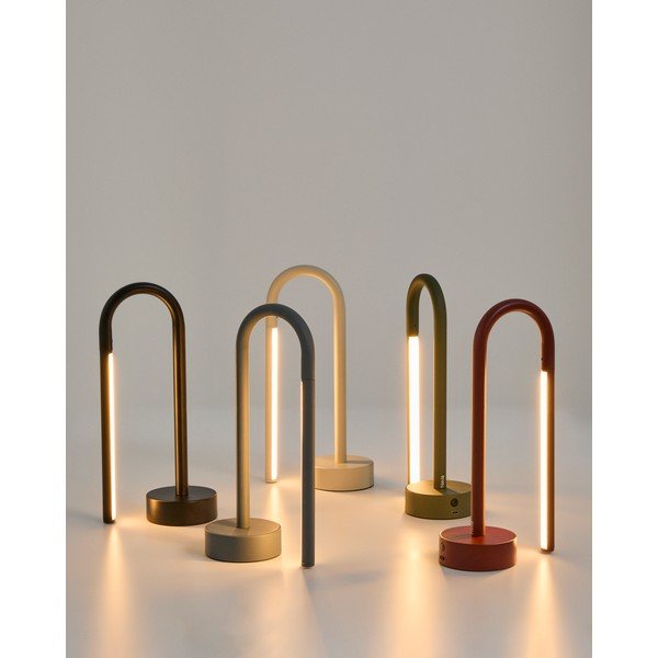 Jasnoniebieska metalowa lampa stołowa LED (wysokość 30 cm) Bow – Kave Home-image-2