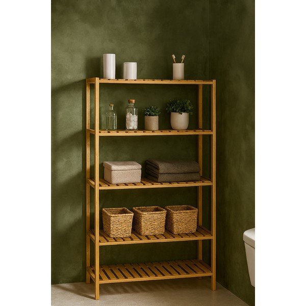 Bambusowy regał łazienkowy w naturalnym kolorze 60x130 cm Skaren – Bonami Essentials-image-1