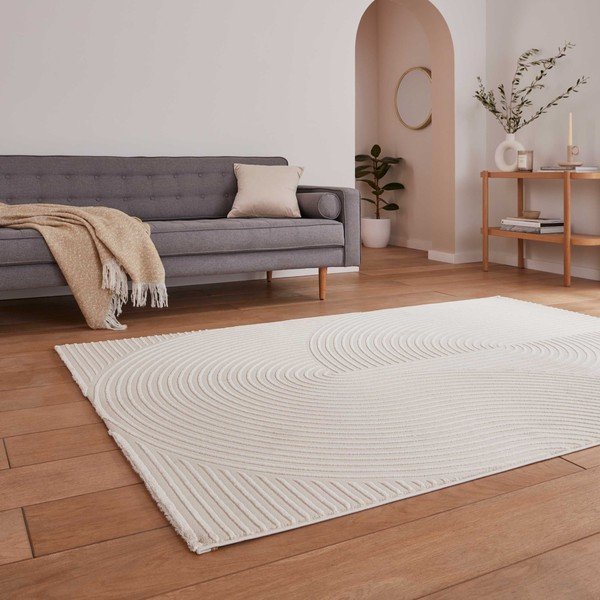 Kremowy dywan z włókien z recyklingu odpowiedni do prania 160x230 cm Flores – Think Rugs-image-2