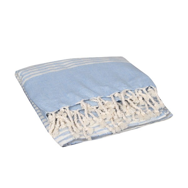 Jasnoniebieski ręcznik hammam Yummy Light Blue, 90x190 cm