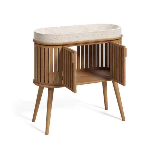 Szafka z umywalką z drewna tekowego Kave Home Rokia-image-2