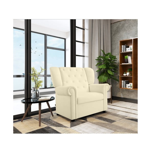 Biały aksamitny fotel bujany typu chesterfield Lillyse – Støraa-image-2