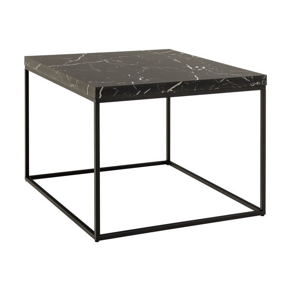 Czarny stolik z blatem w dekorze marmuru 60x60 cm Barossa – Actona-image-2