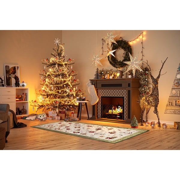 Zielony chodnik z mieszanki bawełny ze świątecznym motywem 80x200 cm Toy's Delight Green Christmas – Villeroy&Boch-image-1