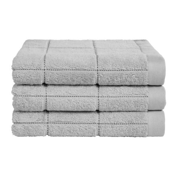 Zestaw 3 szarych ręczników z organicznej bawełny Seahorse, 60x110 cm