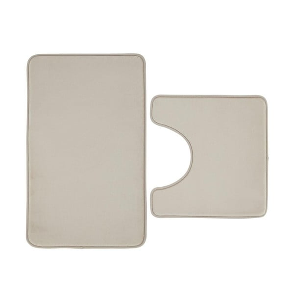 Beżowe dywaniki łazienkowe do WC z pianki pamięciowej zestaw 2 szt. 50x80 cm Anti-Bacterial – Catherine Lansfield