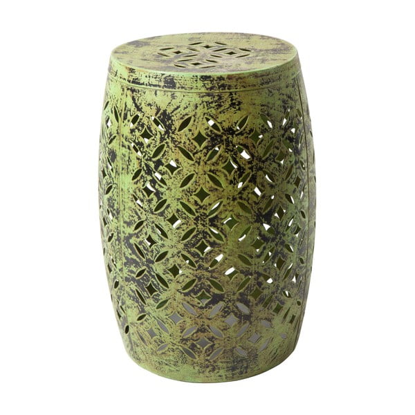 Zielony stołek metalowy ręcznie malowany RGE Nour, ⌀ 30 cm