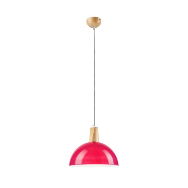 Różowa lampa wisząca ze szklanym kloszem − LAMKUR
