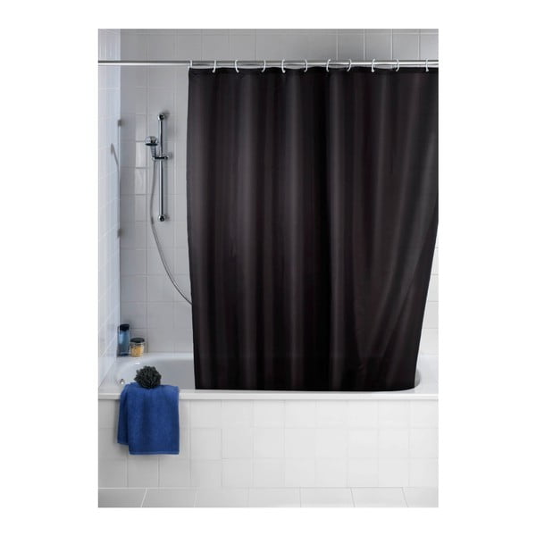Czarna zasłona prysznicowa z powierzchnią antypleśniową Wenko, 180x200 cm-image-1