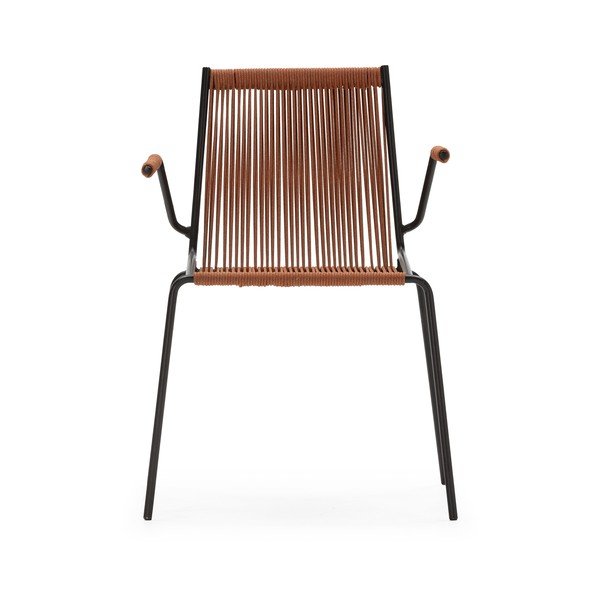 Metalowe krzesła zestaw z podłokietnikami/sztaplowane 2 szt. w kolorze terakoty Emily – Marckeric-image-4