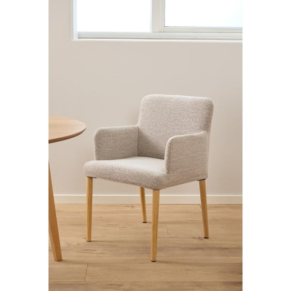 Beżowy tapicerowany fotel jadalniany z podłokietnikami Zoe – Actona-image-2