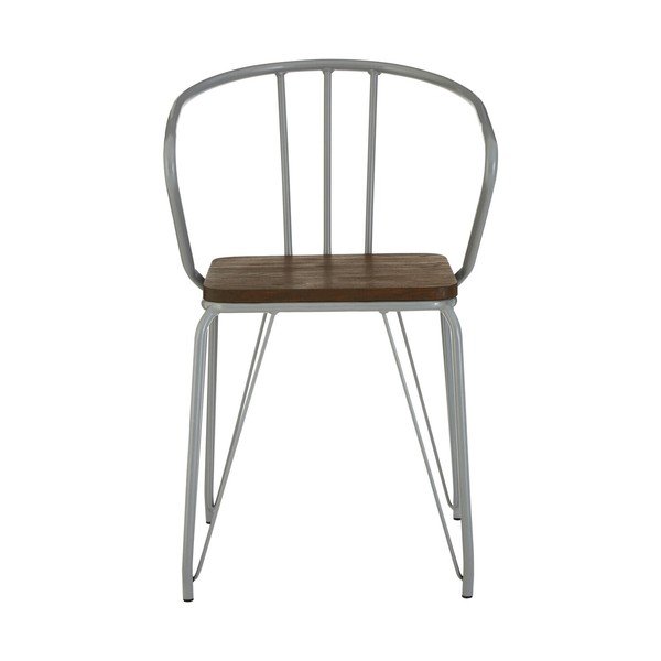 Szare/w ciemnym naturalnym kolorze krzesło z litego drewna wiązu District – Premier Housewares-image-2