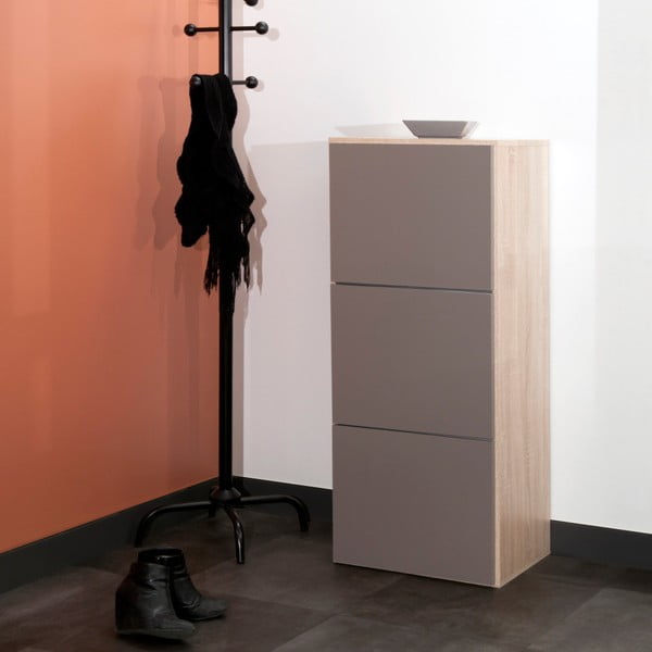 Szaro-brązowa szafka na buty z brązowym korpusem Symbiosis Bamboo-image-1