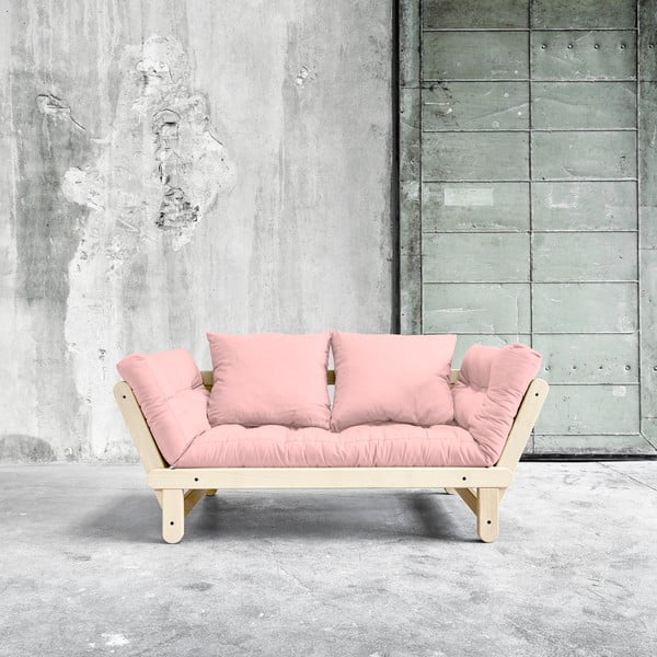 Sofa rozkładana Karup Beat Natural/Pink Peonie