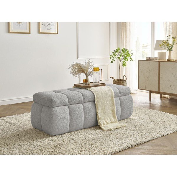 Jasnoszara  ławka z materiału bouclé Mont Blanc – Bobochic Paris-image-1