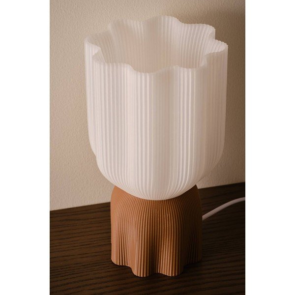 Biała/brązowa plastikowa lampa stołowa (wysokość 27 cm) Camier – Jotex-image-2