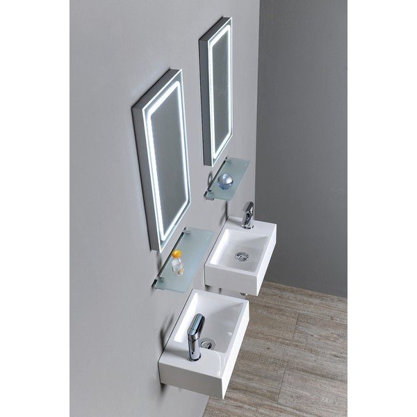 Biała mała umywalka z litego marmuru Sapho Alabama, lewostronna-image-1