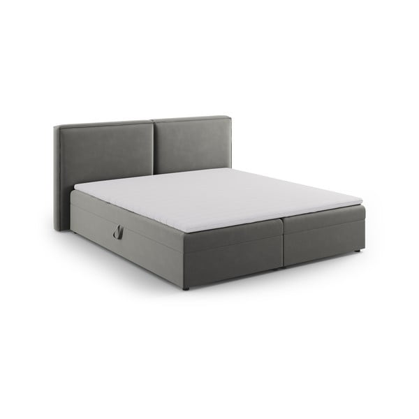 Szare łóżko boxspring ze schowkiem 160x200 cm Arendal – Cosmopolitan Design
