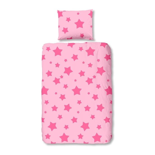 Różowa Dziecięca pościel jednoosobowa z bawełny Good Morning Pink, 140x200 cm