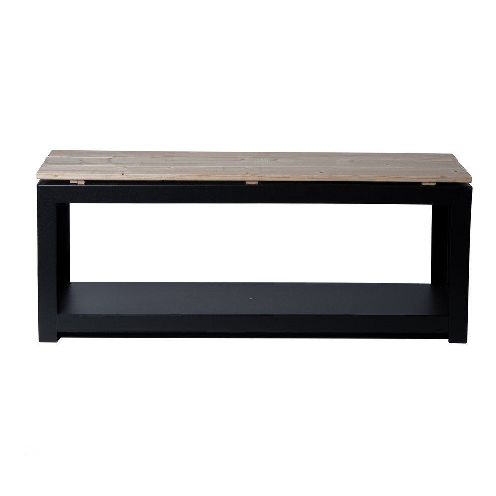 Czarna/w naturalnym kolorze drewniana ławka ogrodowa – Esschert Design