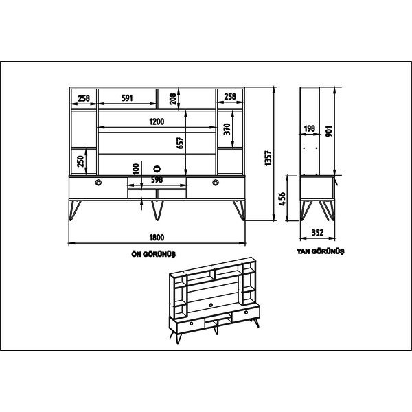 Szaro-brązowy zestaw pod TV w dekorze orzecha 180x136 cm Lorenz – Kalune Design-image-4
