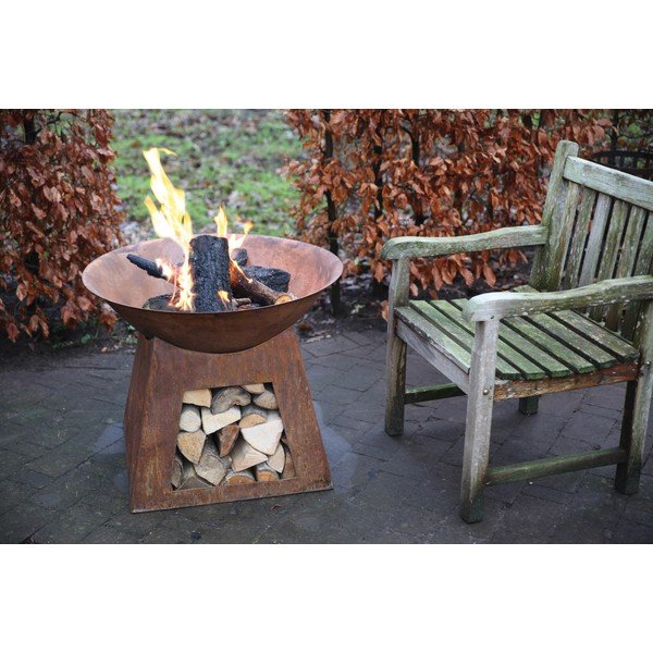 Metalowe palenisko ogrodowe ze schowkiem na drewno Esschert Design Camping-image-1