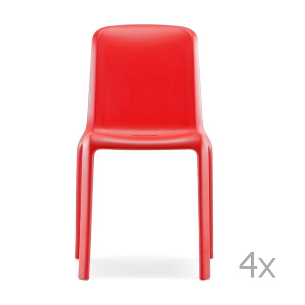 Zestaw 4 czerwonych krzeseł Pedrali Snow
