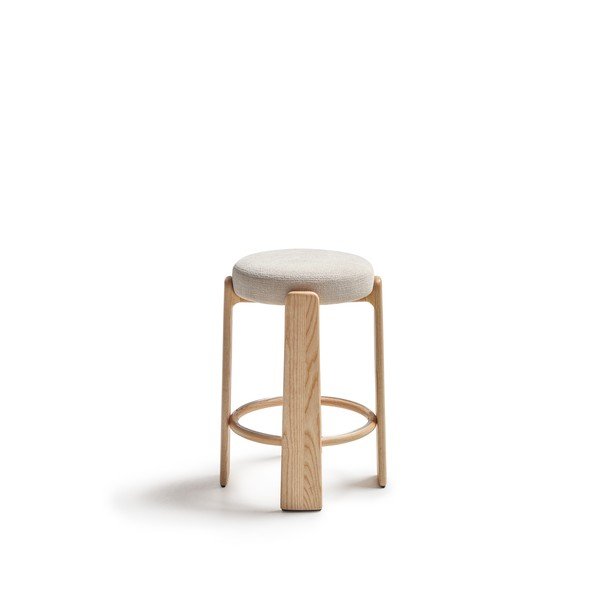 Beżowo-naturalnym hoker z litego drewna jesionowego (wysokość siedziska 75 cm) Granite – Kave Home-image-2